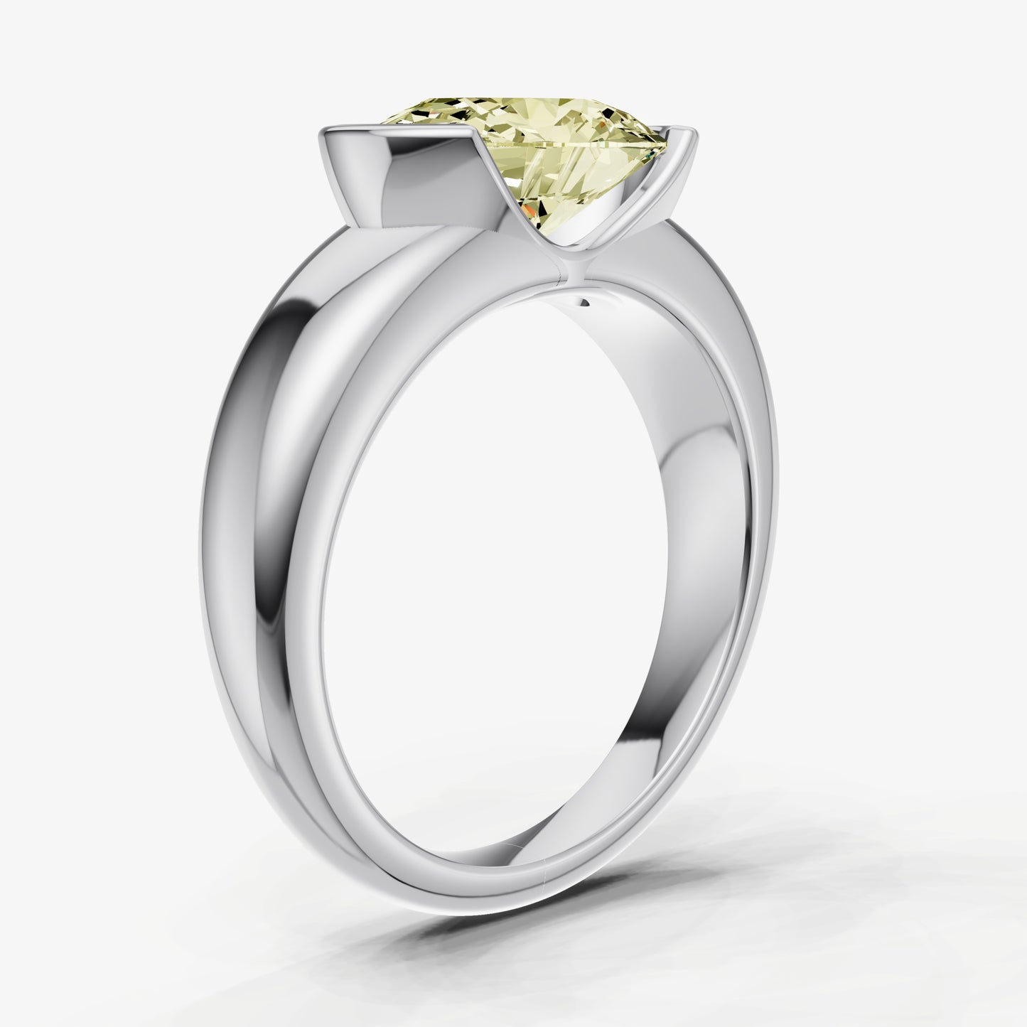 Yellow Diamond Half Bezel East-West Gemstone Engagement Ring