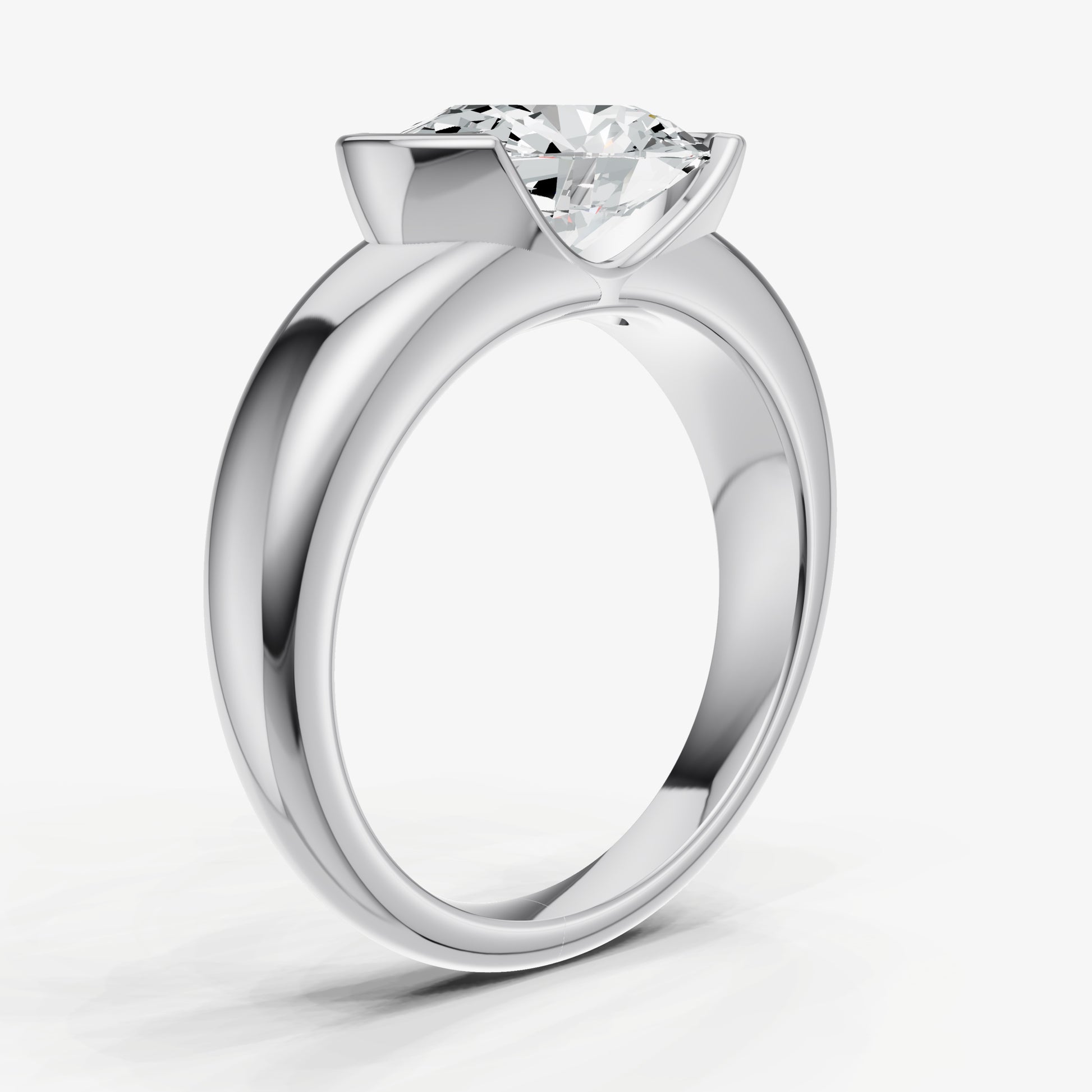 Oval Signature Half Bezel East-West Engagement Ring