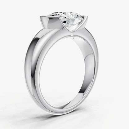 Oval Signature Half Bezel East-West Engagement Ring