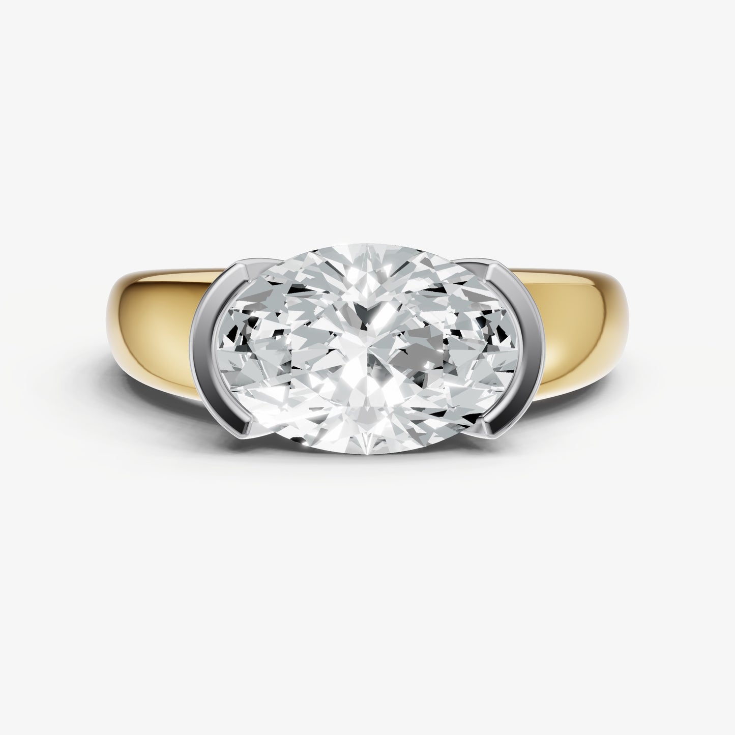 Oval Signature Half Bezel East-West Engagement Ring