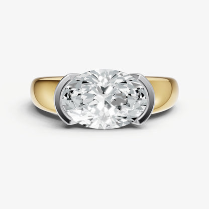 Oval Signature Half Bezel East-West Engagement Ring