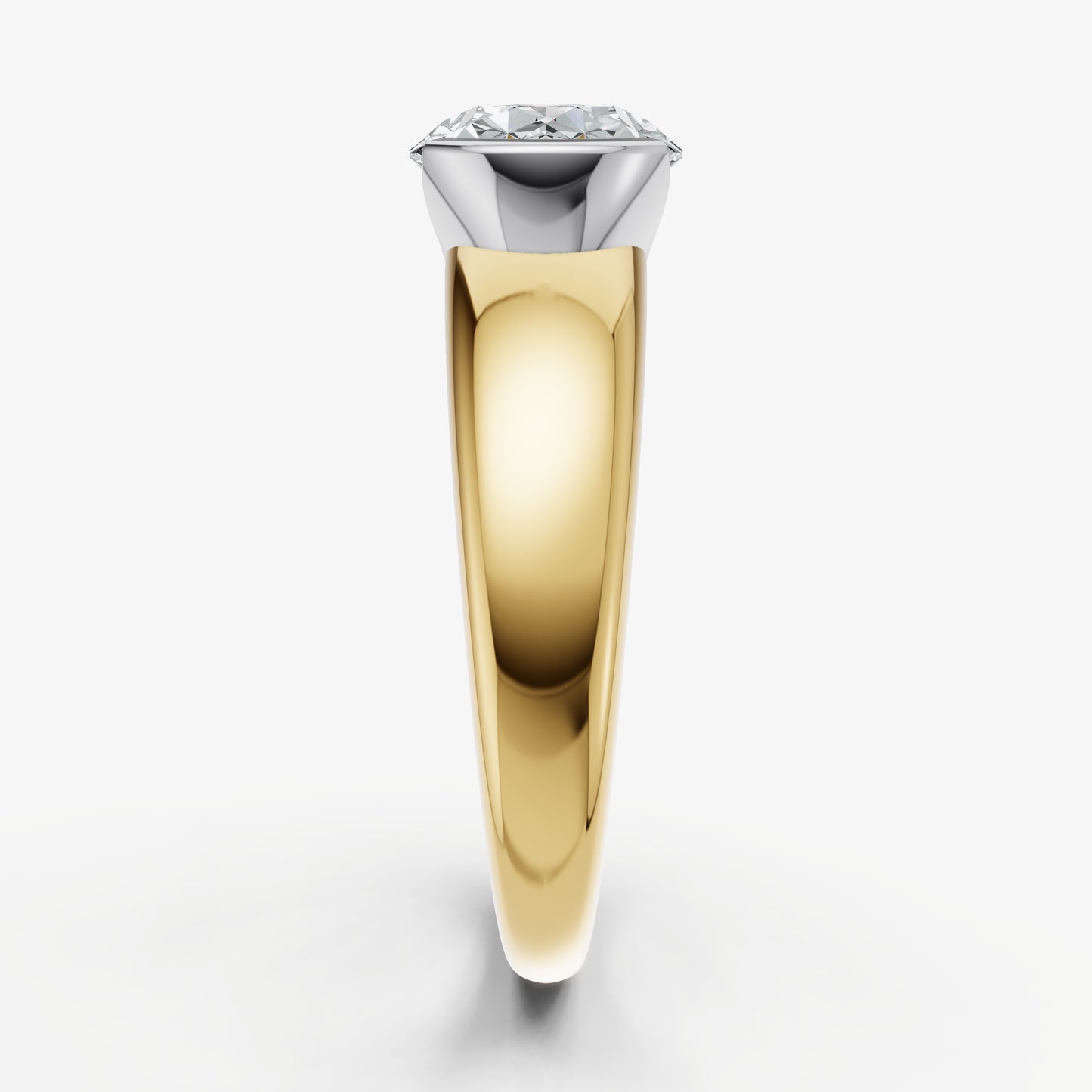 Oval Signature Half Bezel East-West Engagement Ring