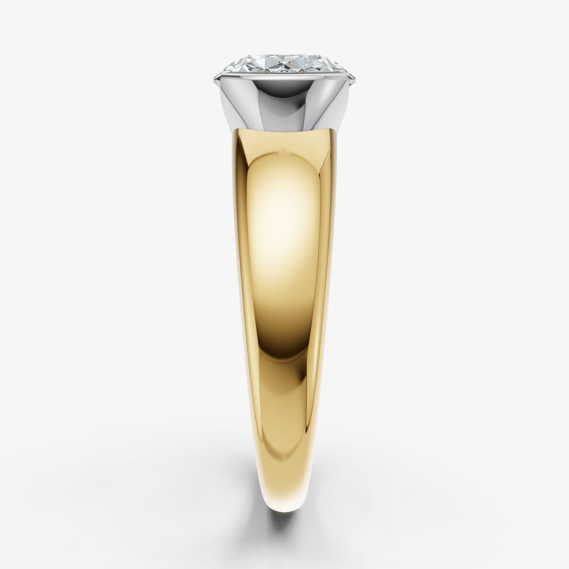 Oval Signature Half Bezel East-West Engagement Ring