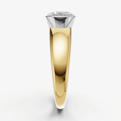 Oval Signature Half Bezel East-West Engagement Ring
