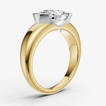 Oval Signature Half Bezel East-West Engagement Ring