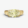Yellow Diamond Half Bezel East-West Gemstone Engagement Ring