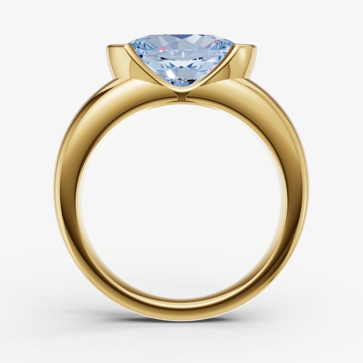 Aquamarine Half Bezel East-West Gemstone Engagement Ring
