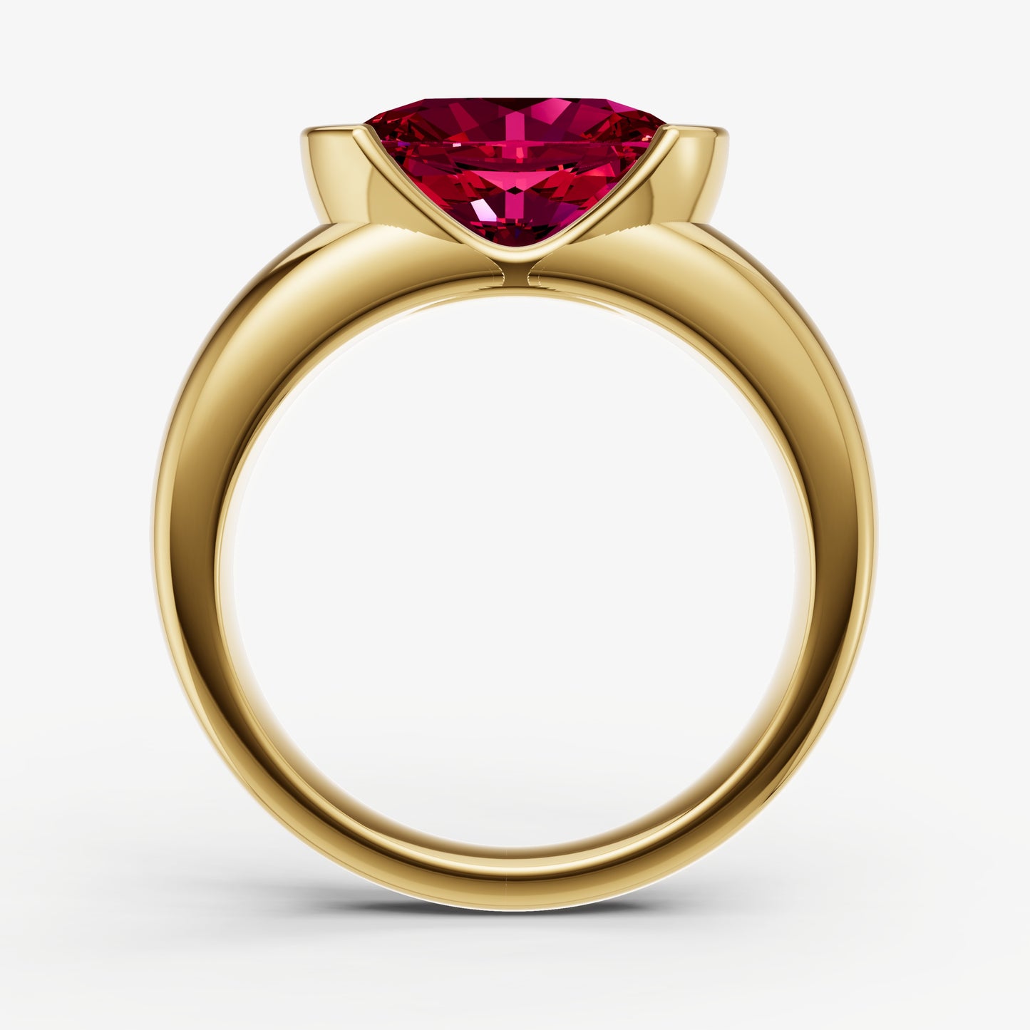 Ruby Half Bezel East-West Gemstone Engagement Ring