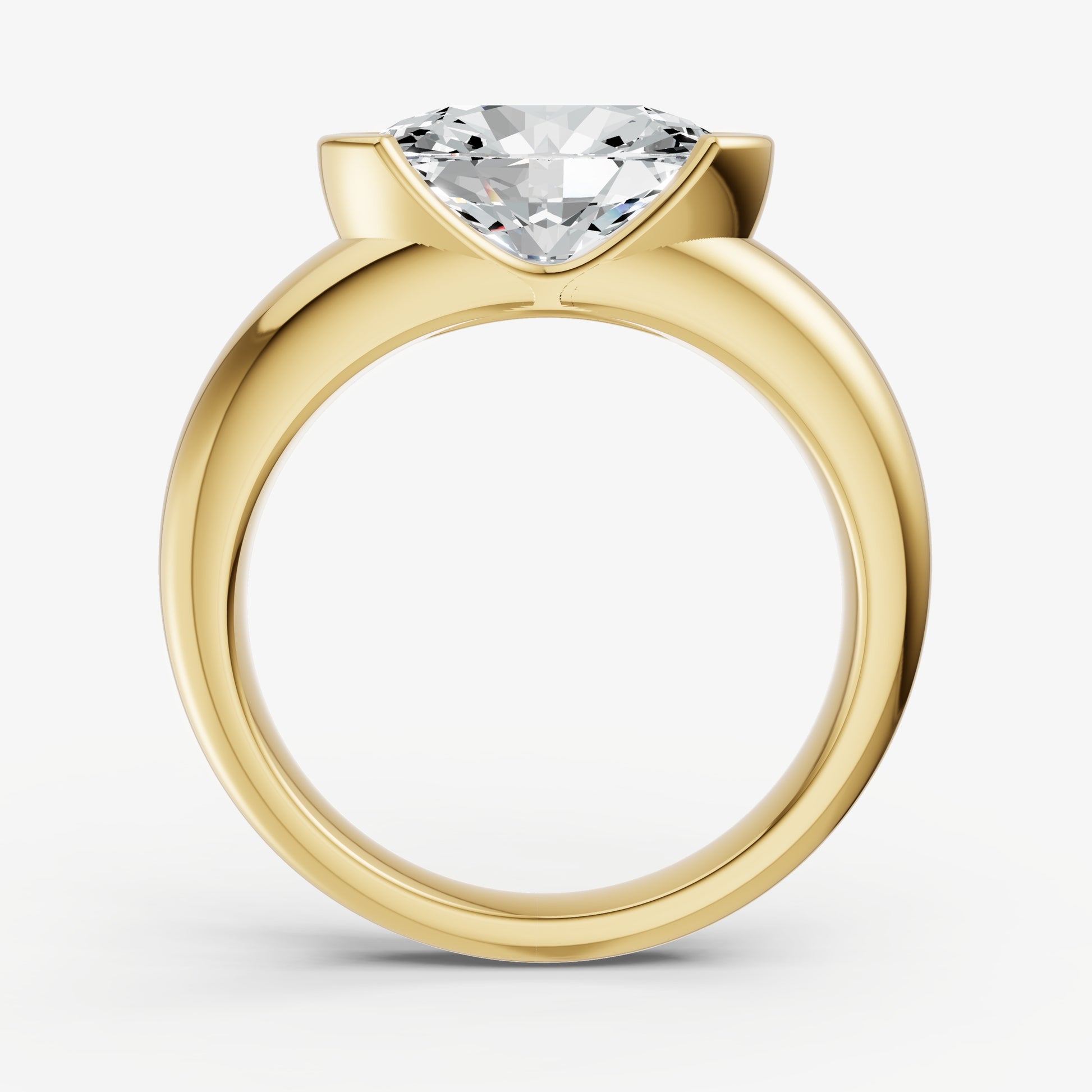 Oval Signature Half Bezel East-West Engagement Ring