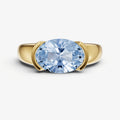 Aquamarine Half Bezel East-West Gemstone Engagement Ring