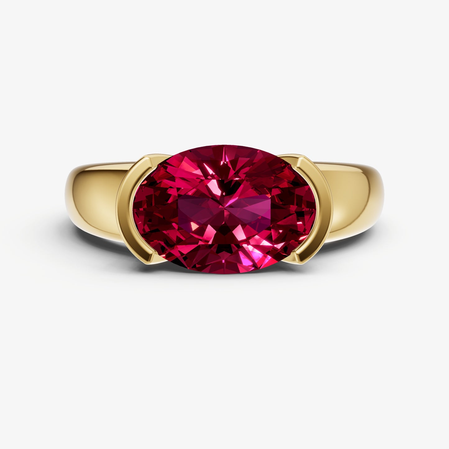 Ruby Half Bezel East-West Gemstone Engagement Ring