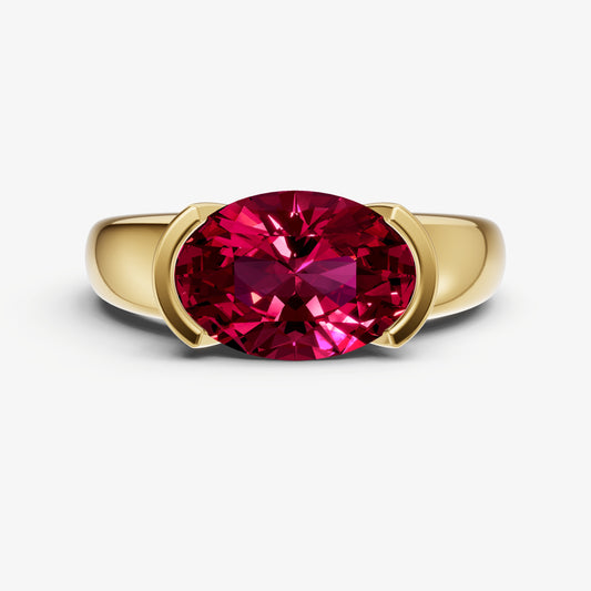 Ruby Half Bezel East-West Gemstone Engagement Ring