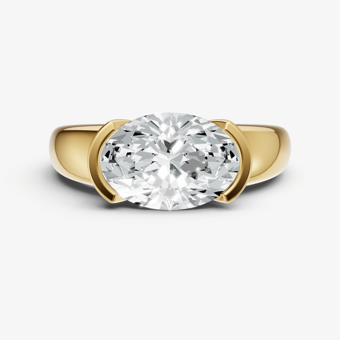 Oval Signature Half Bezel East-West Engagement Ring