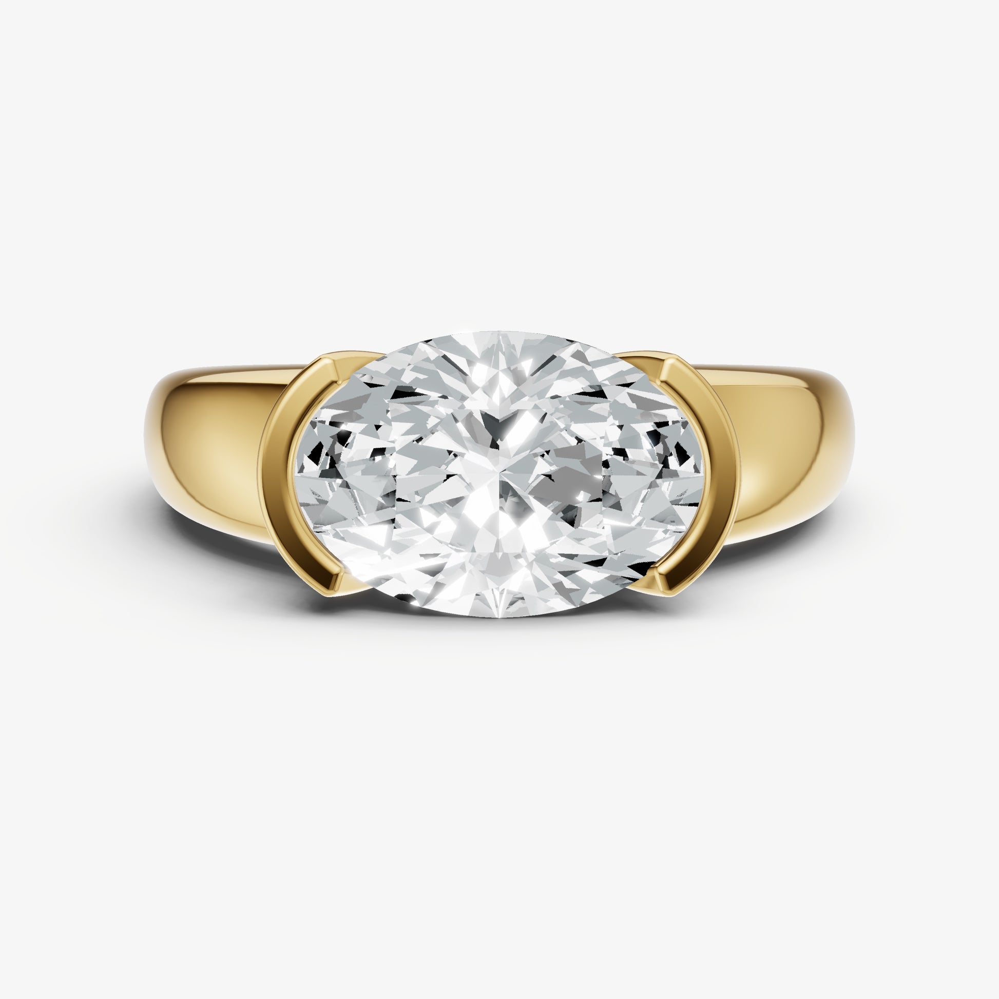 Oval Signature Half Bezel East-West Engagement Ring