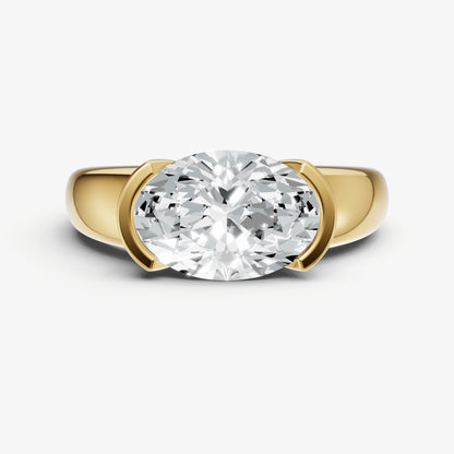 Oval Signature Half Bezel East-West Engagement Ring