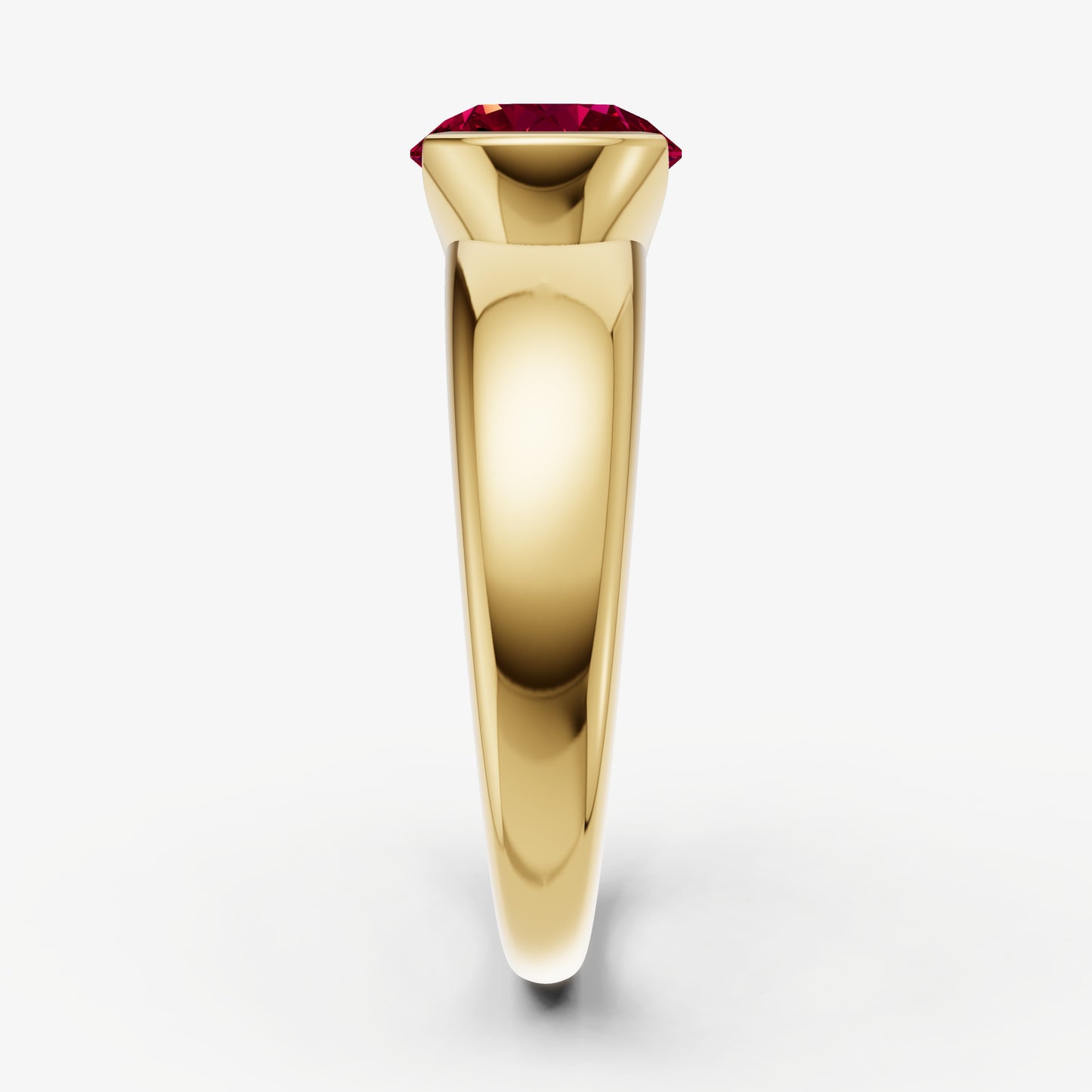 Ruby Half Bezel East-West Gemstone Engagement Ring