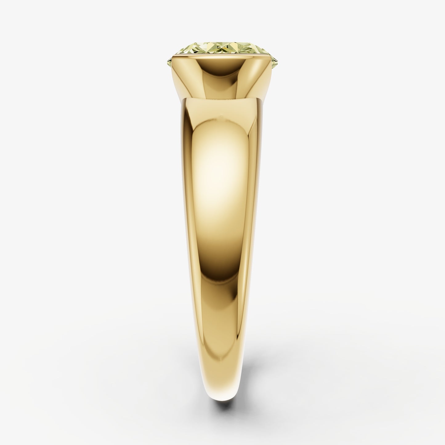 Yellow Diamond Half Bezel East-West Gemstone Engagement Ring