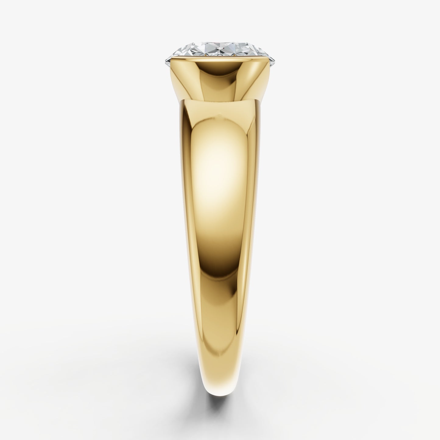 Oval Signature Half Bezel East-West Engagement Ring