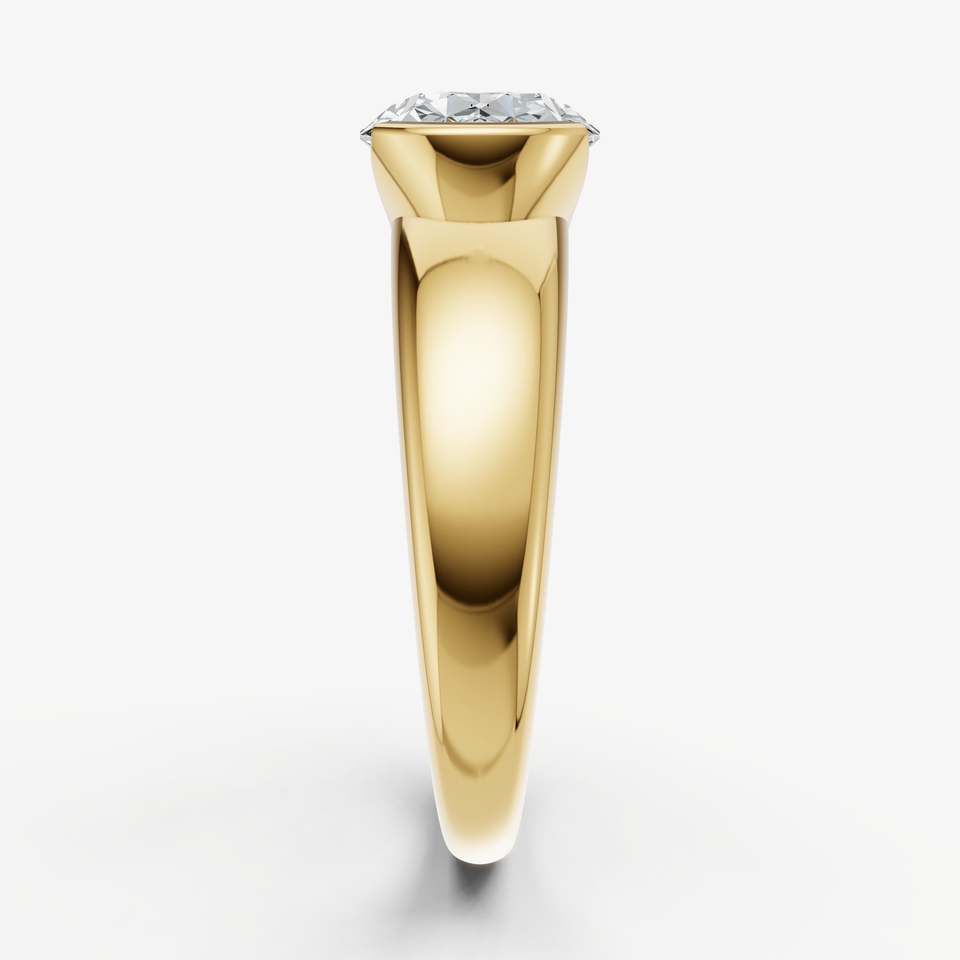 Oval Signature Half Bezel East-West Engagement Ring
