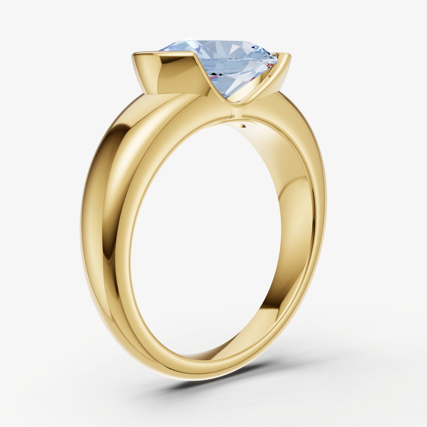 Aquamarine Half Bezel East-West Gemstone Engagement Ring