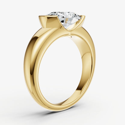Oval Signature Half Bezel East-West Engagement Ring