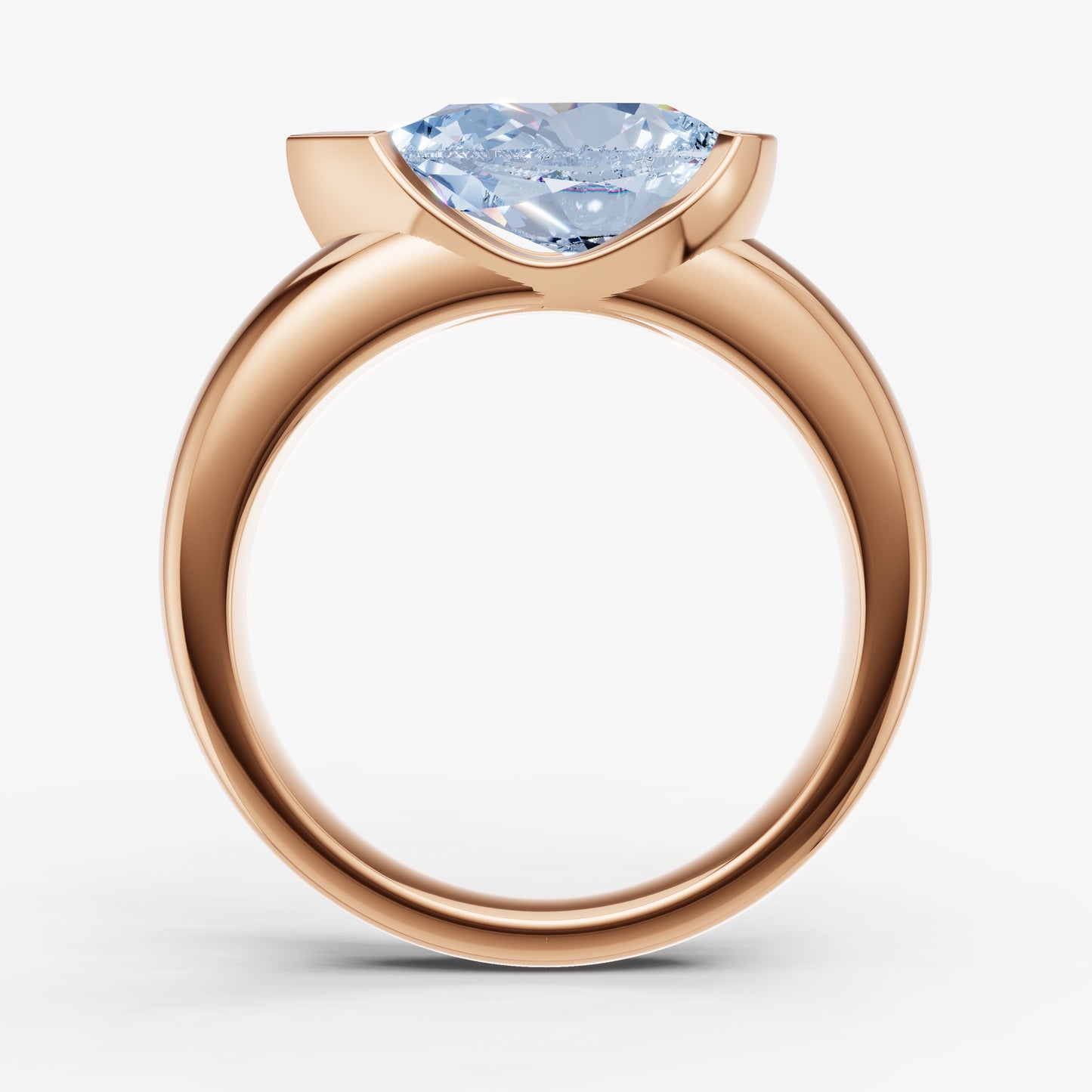 Aquamarine Half Bezel East-West Gemstone Engagement Ring