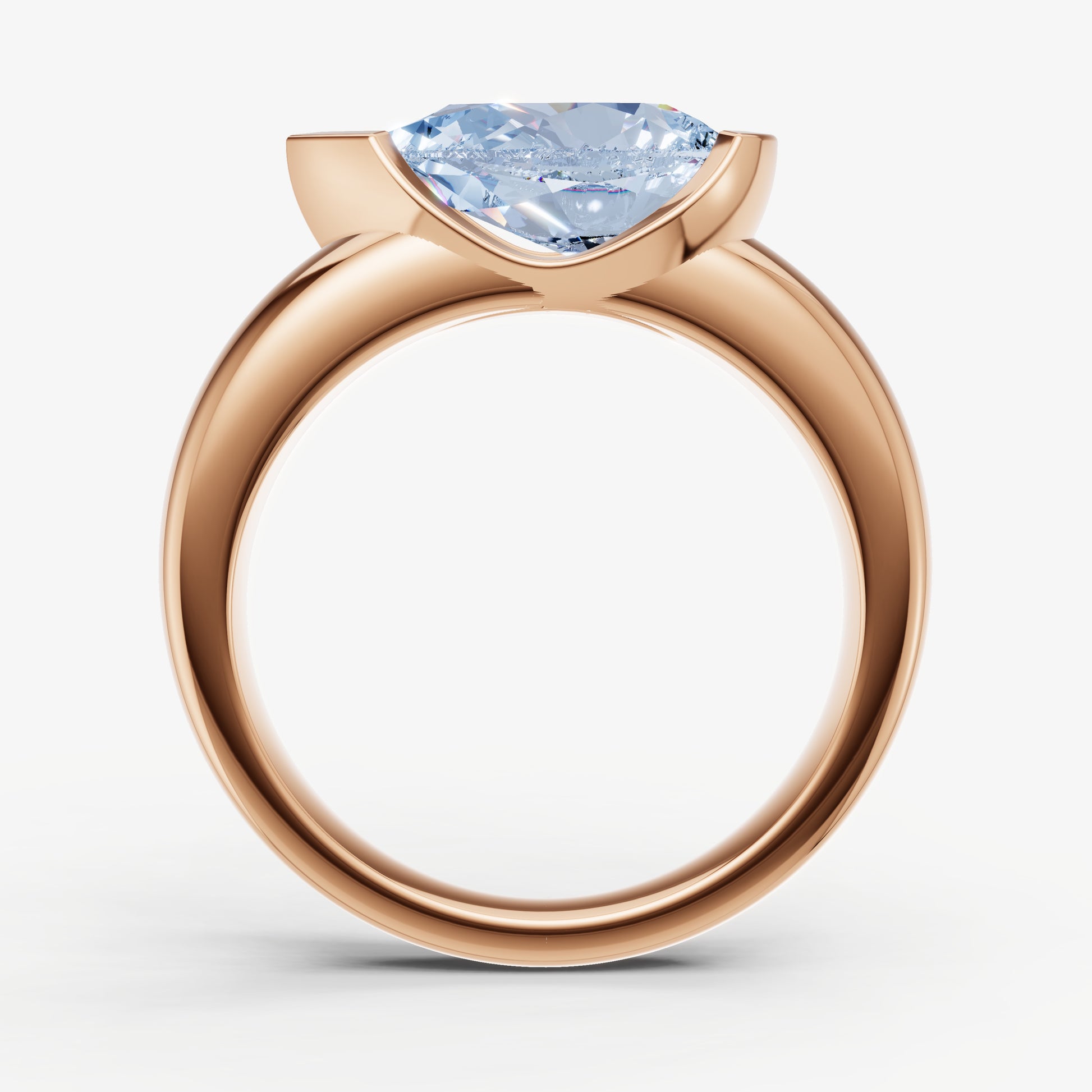 Aquamarine Half Bezel East-West Gemstone Engagement Ring