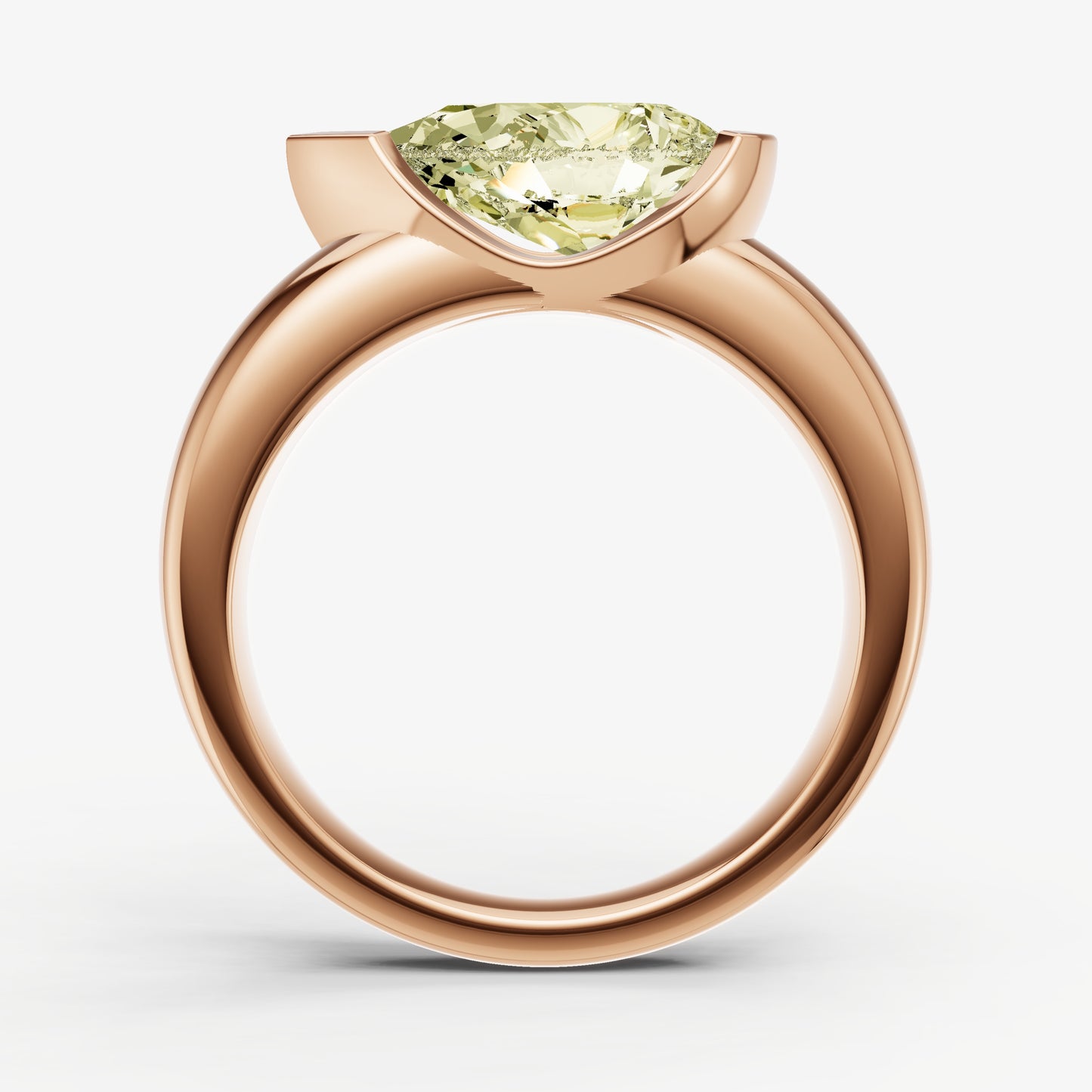 Yellow Diamond Half Bezel East-West Gemstone Engagement Ring