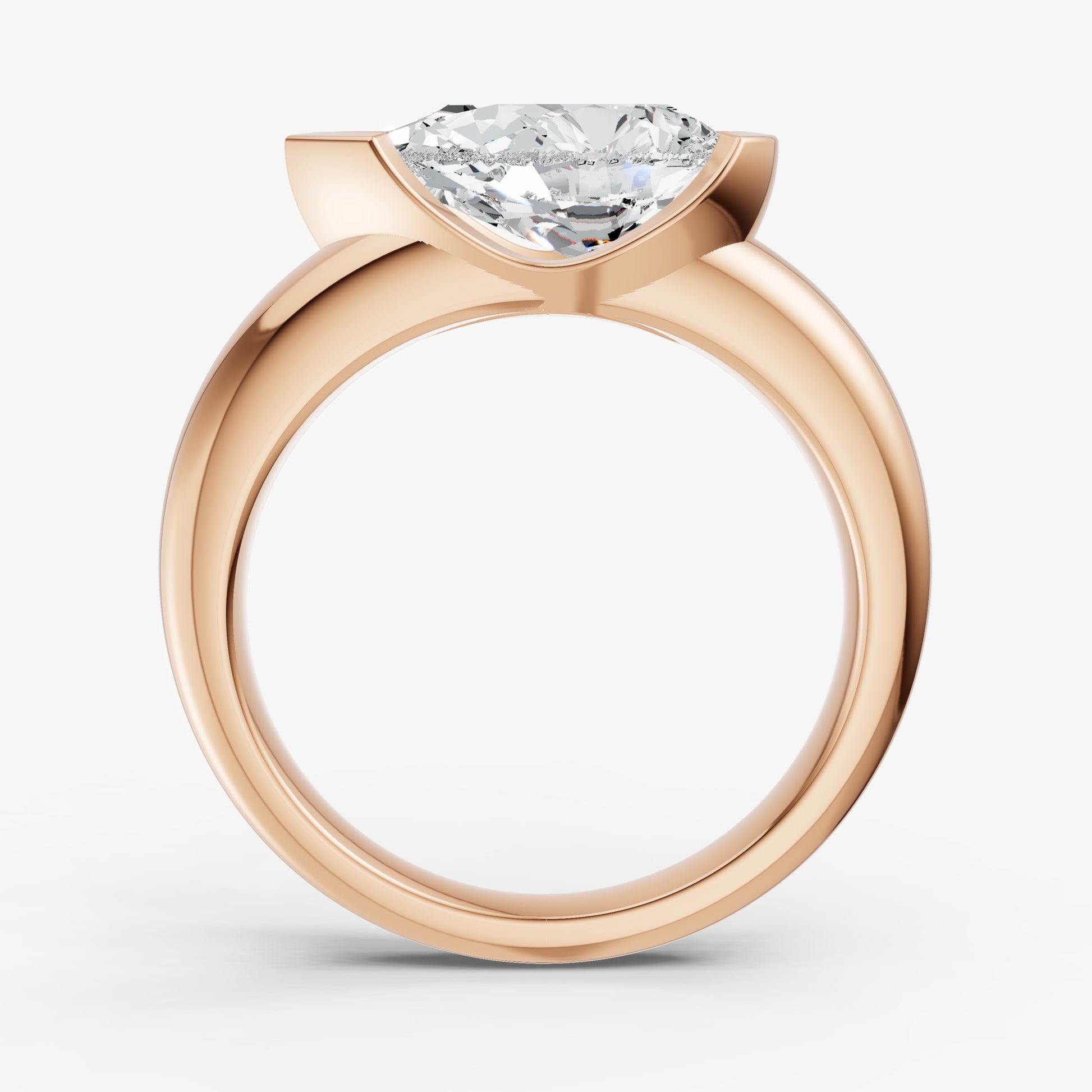 Pear Signature Half Bezel East-West Engagement Ring