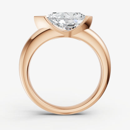Pear Signature Half Bezel East-West Engagement Ring