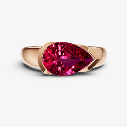 Ruby Half Bezel East-West Gemstone Engagement Ring