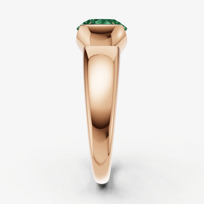 Emerald Half Bezel East-West Gemstone Engagement Ring