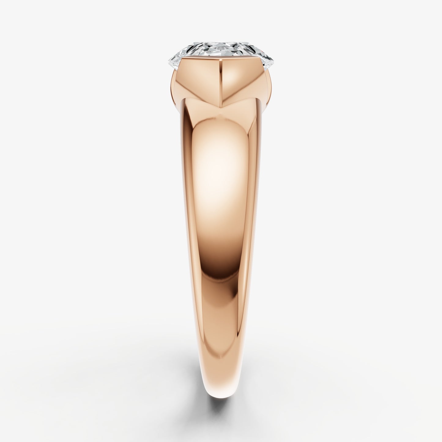 Pear Signature Half Bezel East-West Engagement Ring