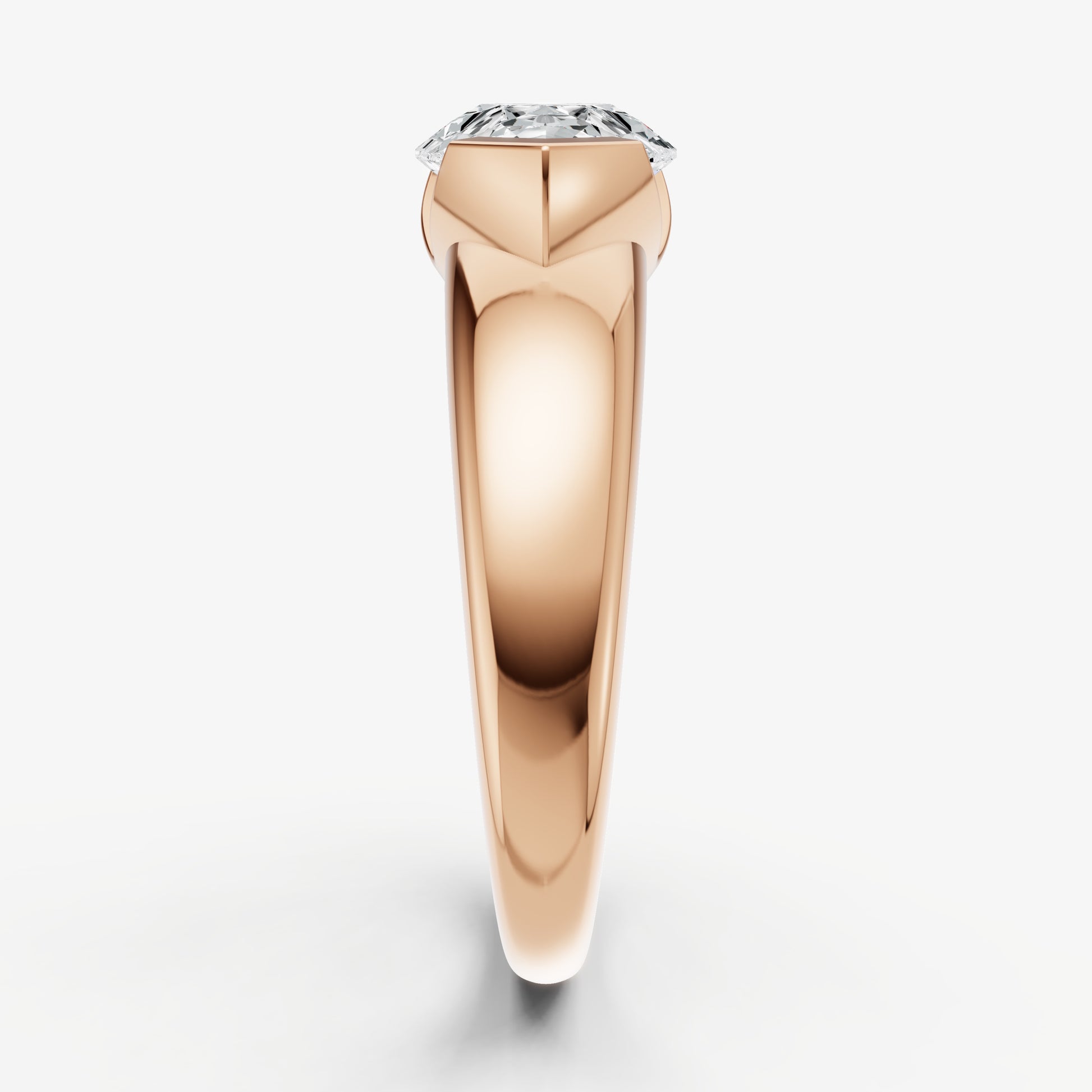 Pear Signature Half Bezel East-West Engagement Ring