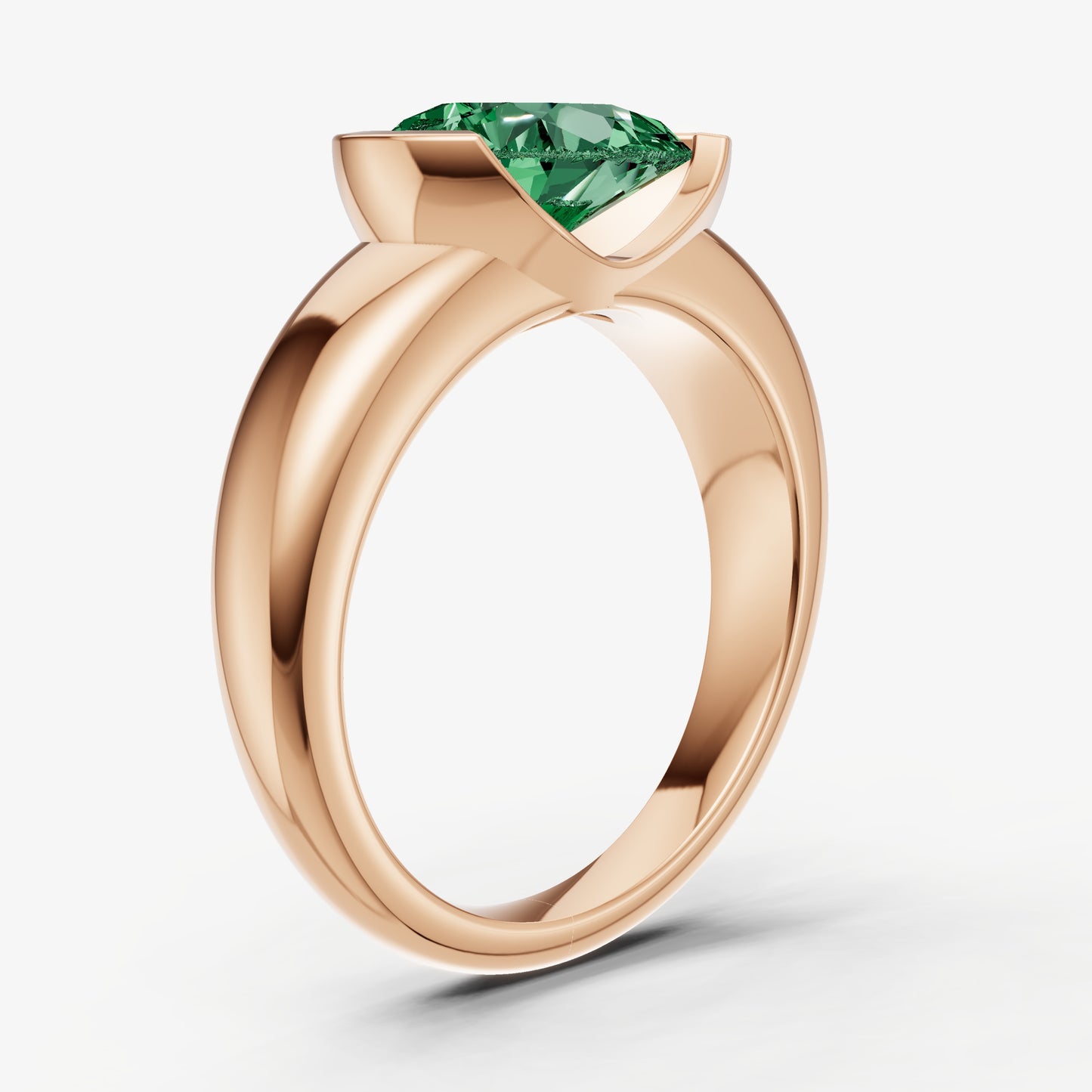 Emerald Half Bezel East-West Gemstone Engagement Ring
