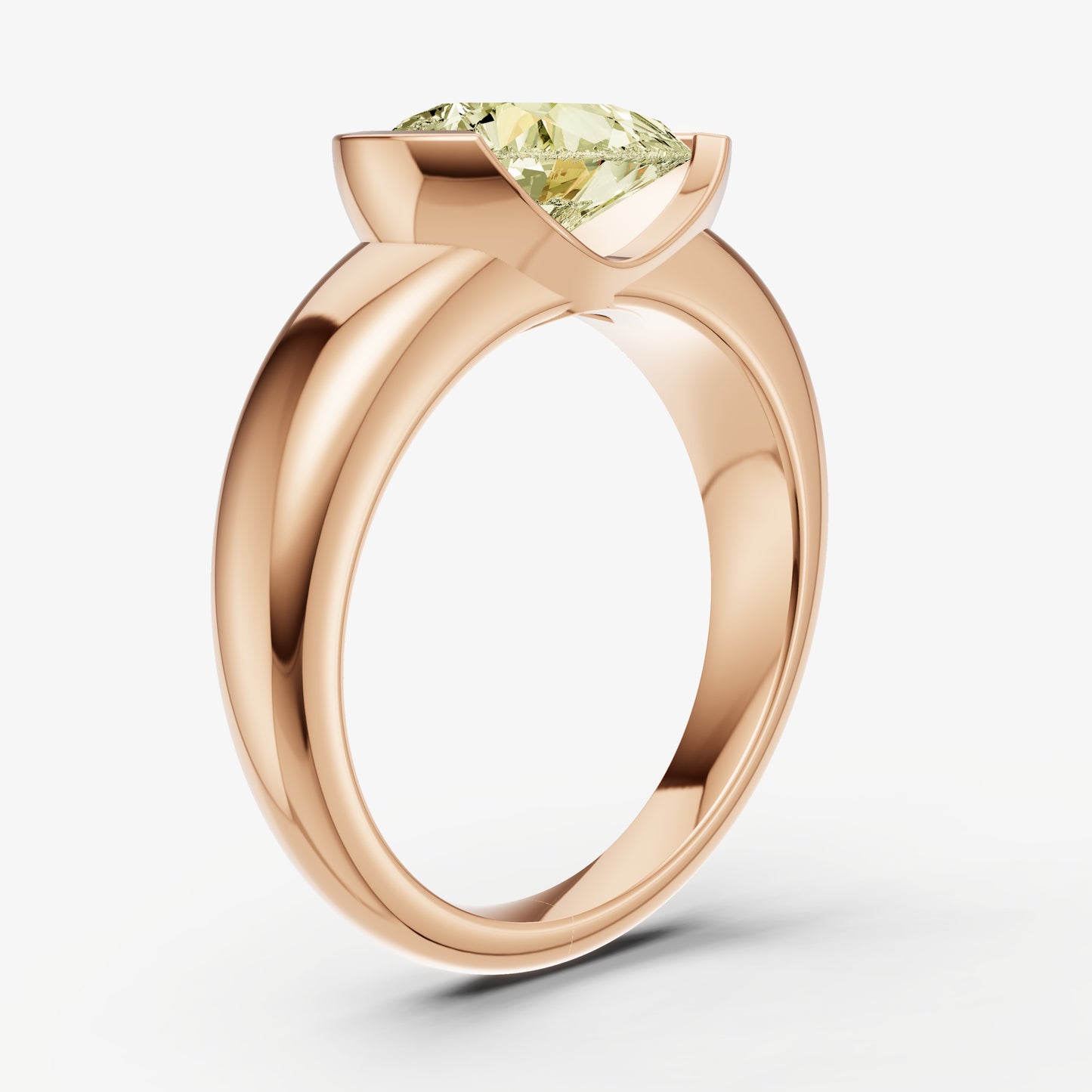 Yellow Diamond Half Bezel East-West Gemstone Engagement Ring