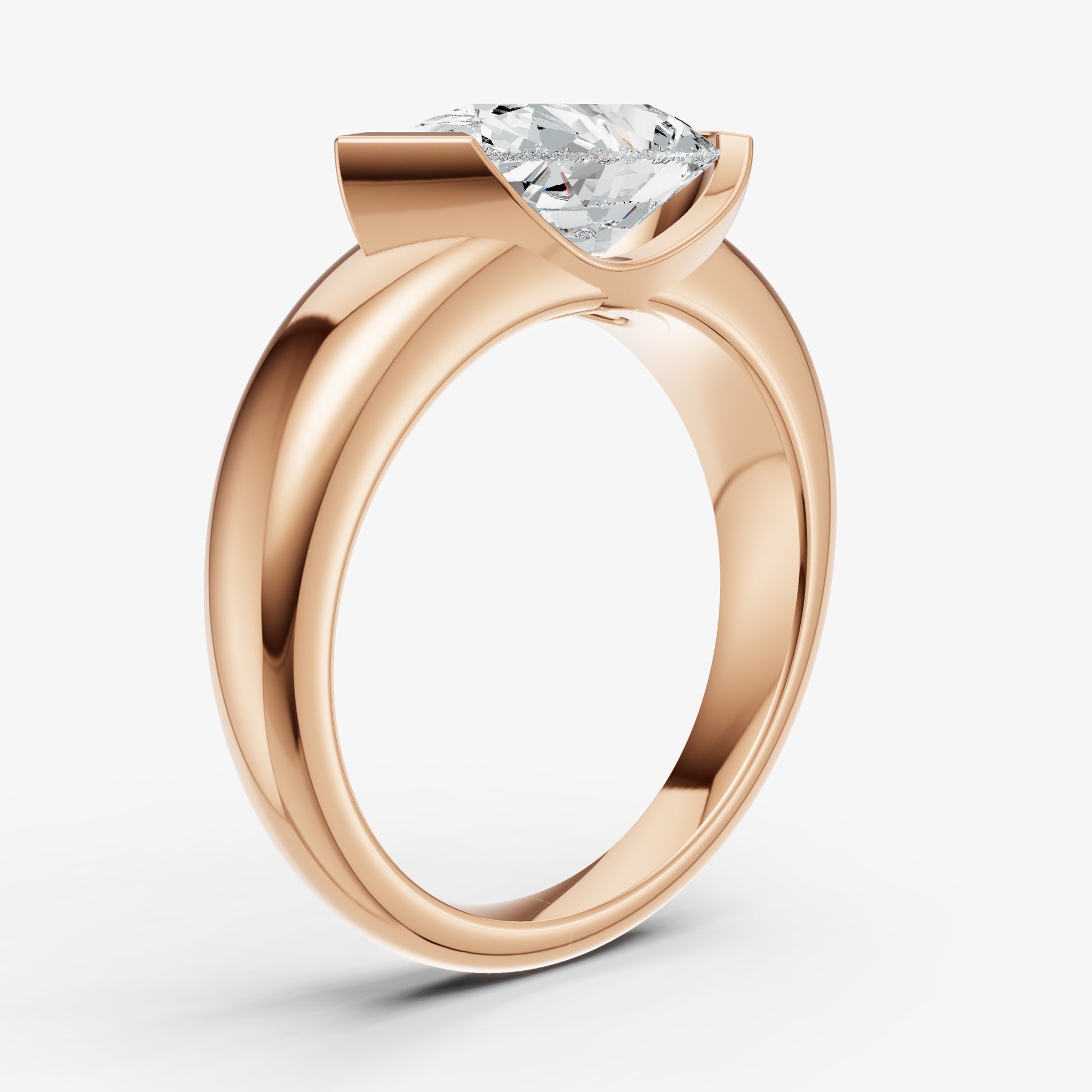 Pear Signature Half Bezel East-West Engagement Ring