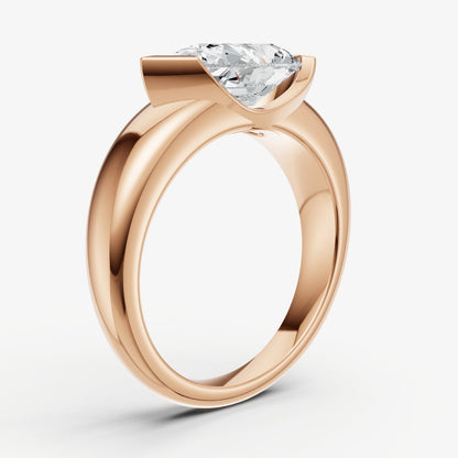 Pear Signature Half Bezel East-West Engagement Ring