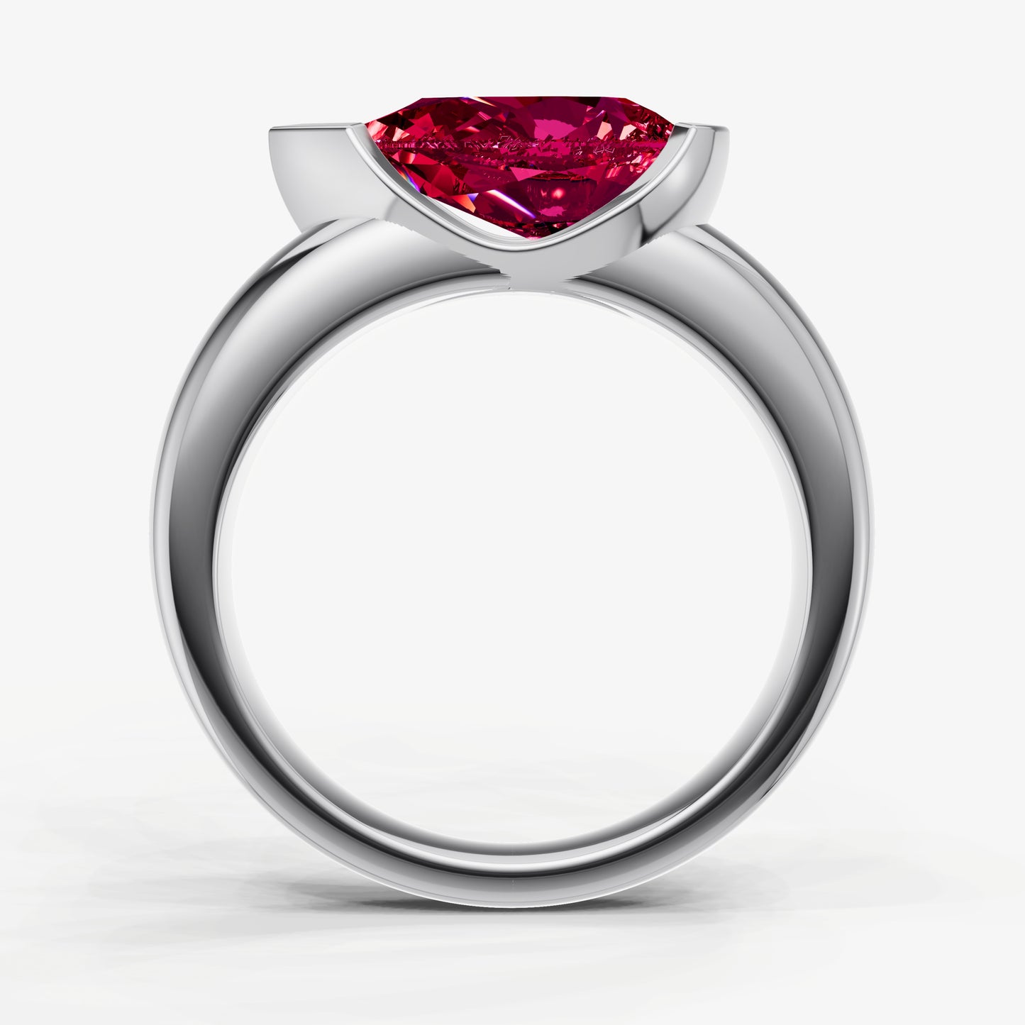 Ruby Half Bezel East-West Gemstone Engagement Ring