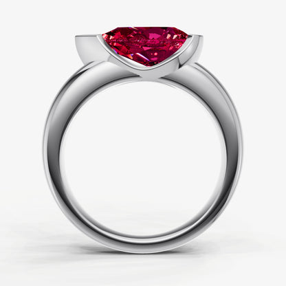Ruby Half Bezel East-West Gemstone Engagement Ring