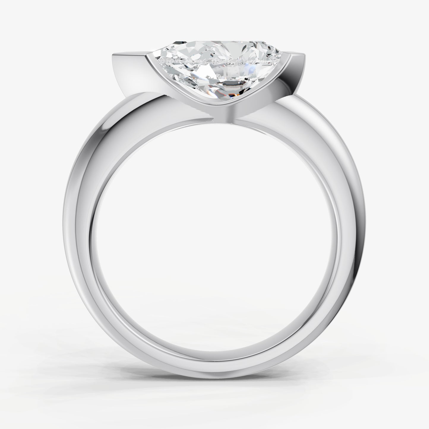 Pear Signature Half Bezel East-West Engagement Ring