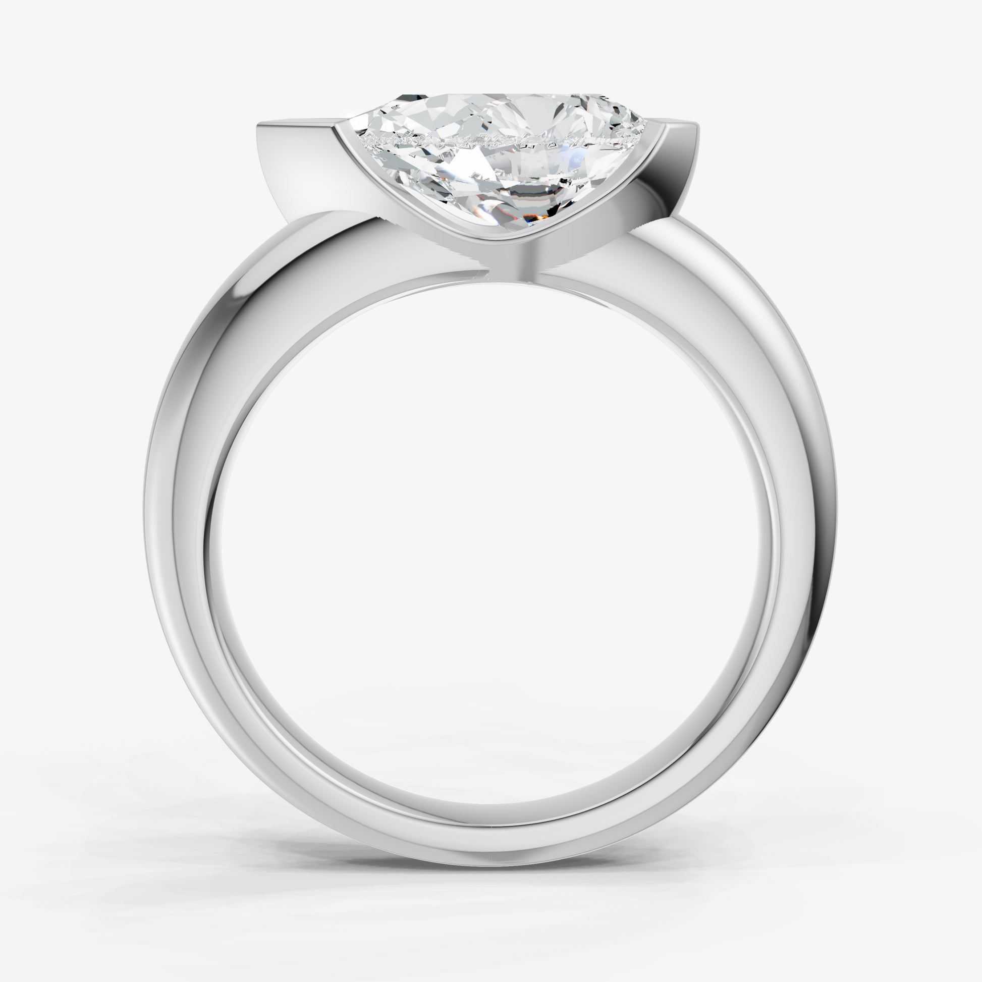 Pear Signature Half Bezel East-West Engagement Ring