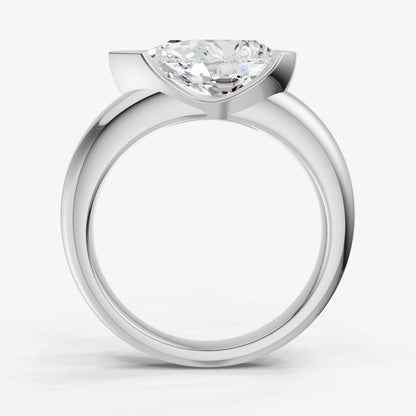 Pear Signature Half Bezel East-West Engagement Ring