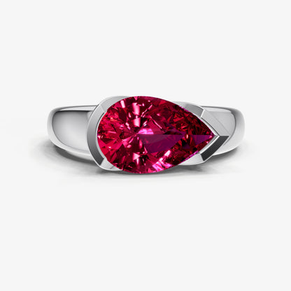 Ruby Half Bezel East-West Gemstone Engagement Ring