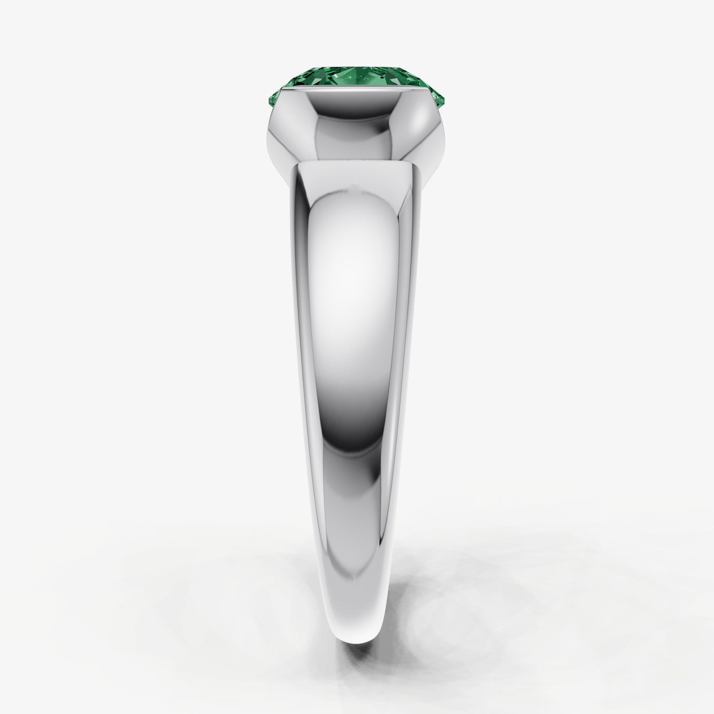 Emerald Half Bezel East-West Gemstone Engagement Ring