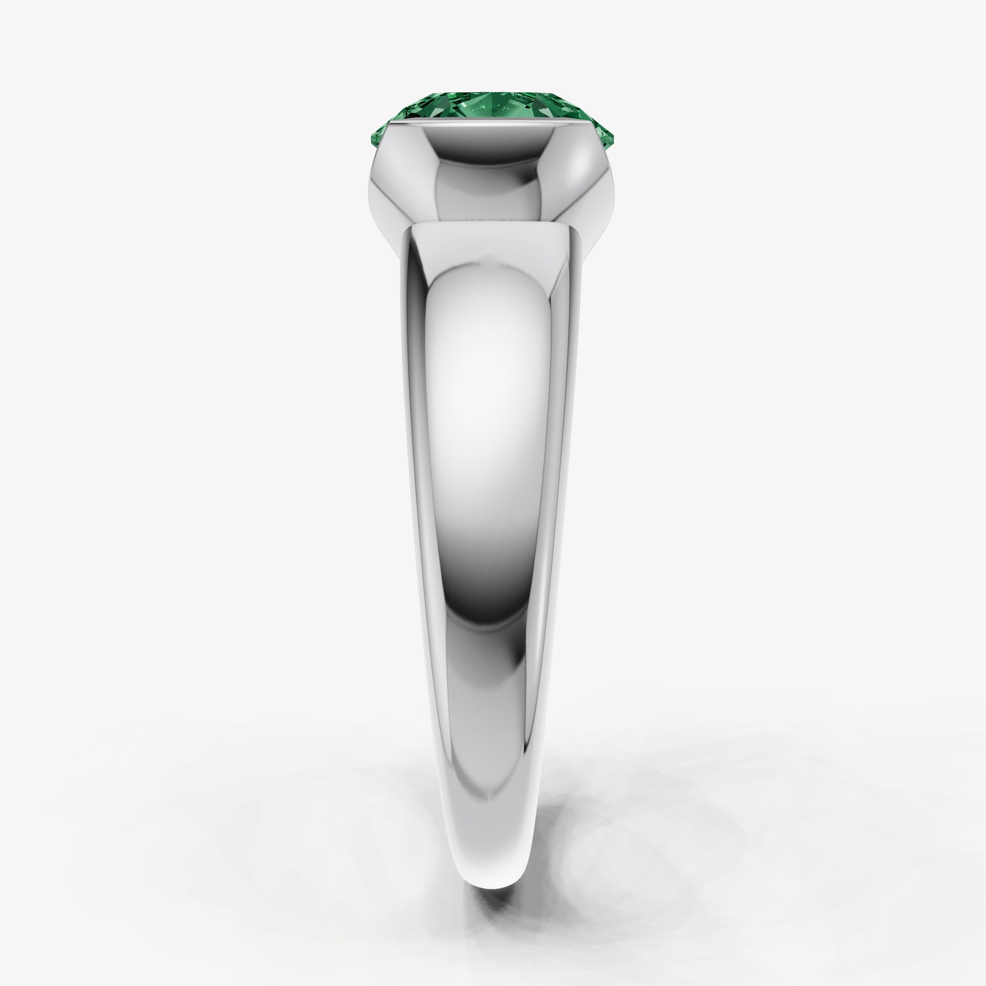 Emerald Half Bezel East-West Gemstone Engagement Ring