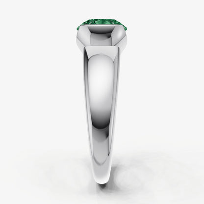 Emerald Half Bezel East-West Gemstone Engagement Ring