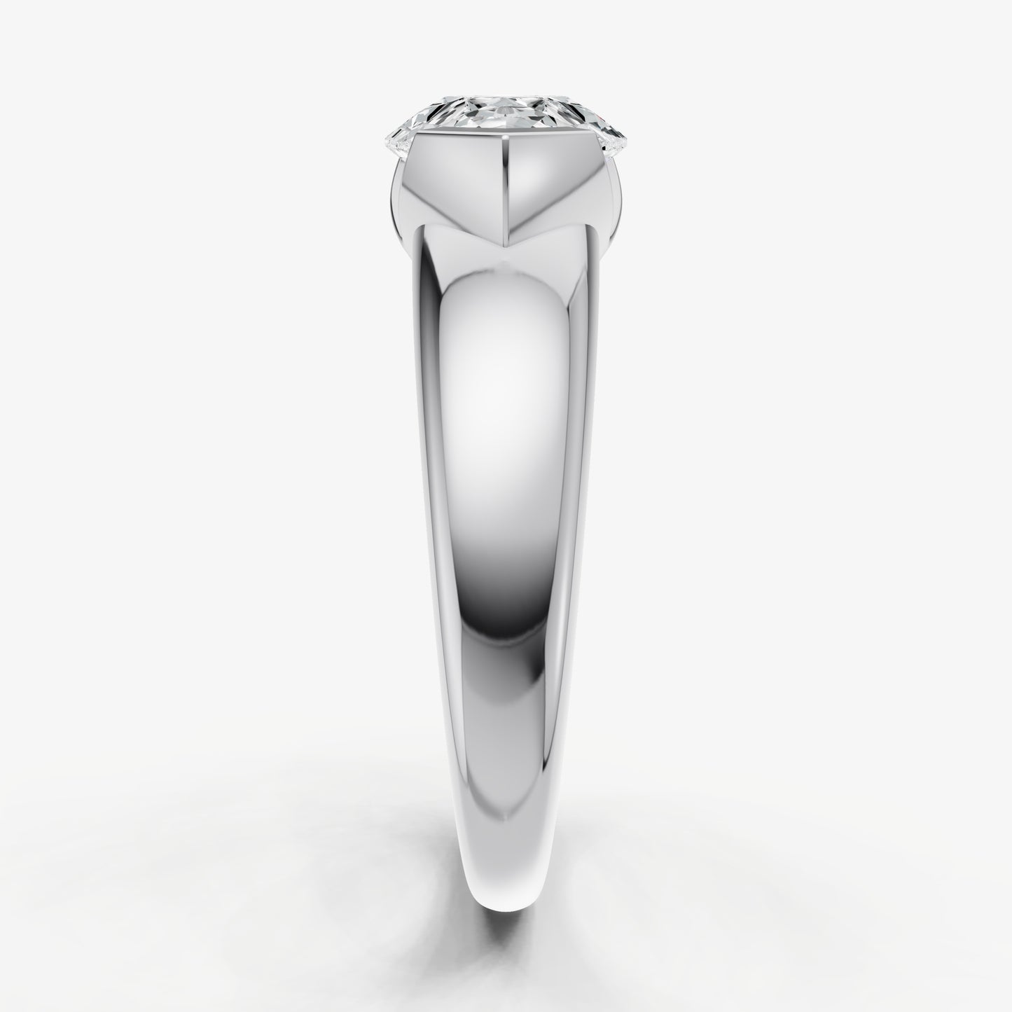 Pear Signature Half Bezel East-West Engagement Ring
