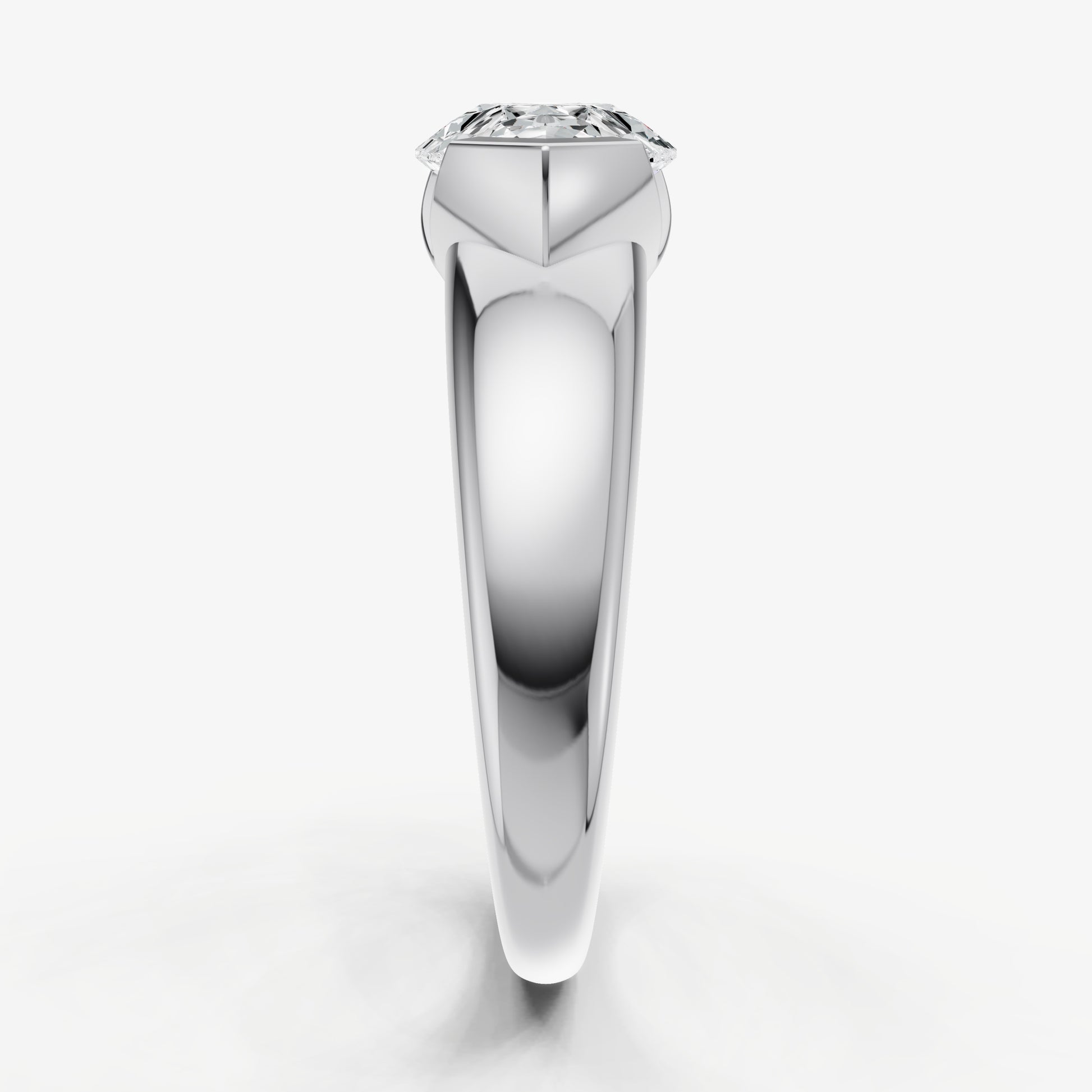 Pear Signature Half Bezel East-West Engagement Ring