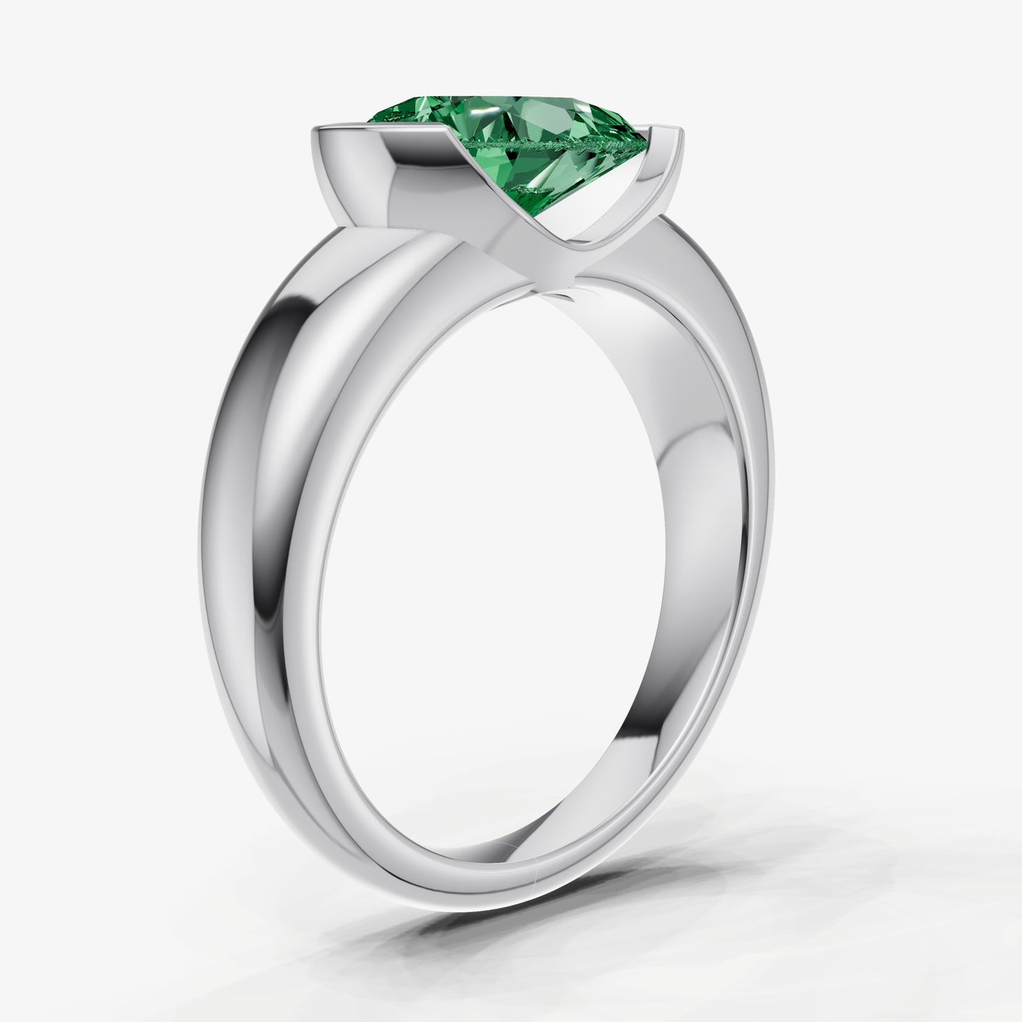 Emerald Half Bezel East-West Gemstone Engagement Ring